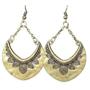 Golden Vintage Style Kuchi Hoop Earrings